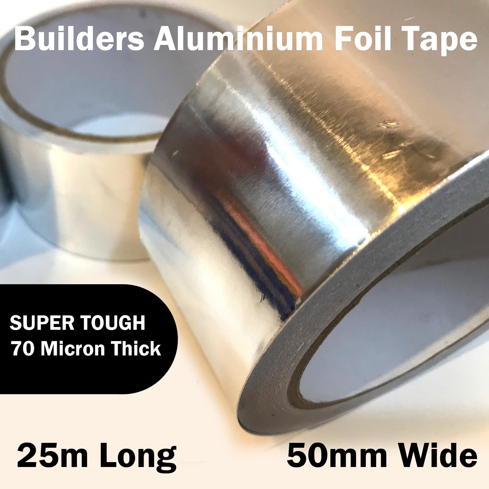 Kool Wrap Adhesive Silver Aluminium Heat Shield Tape, extra thick 1.2mm,  50mm wide x 4.5m long