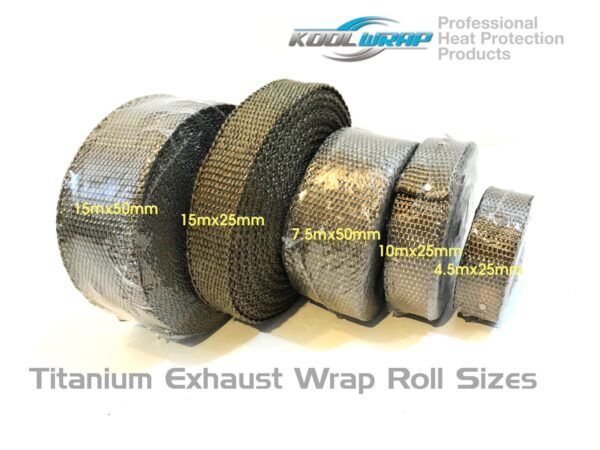 Kool Wrap Titanium Exhaust Wrap sizes