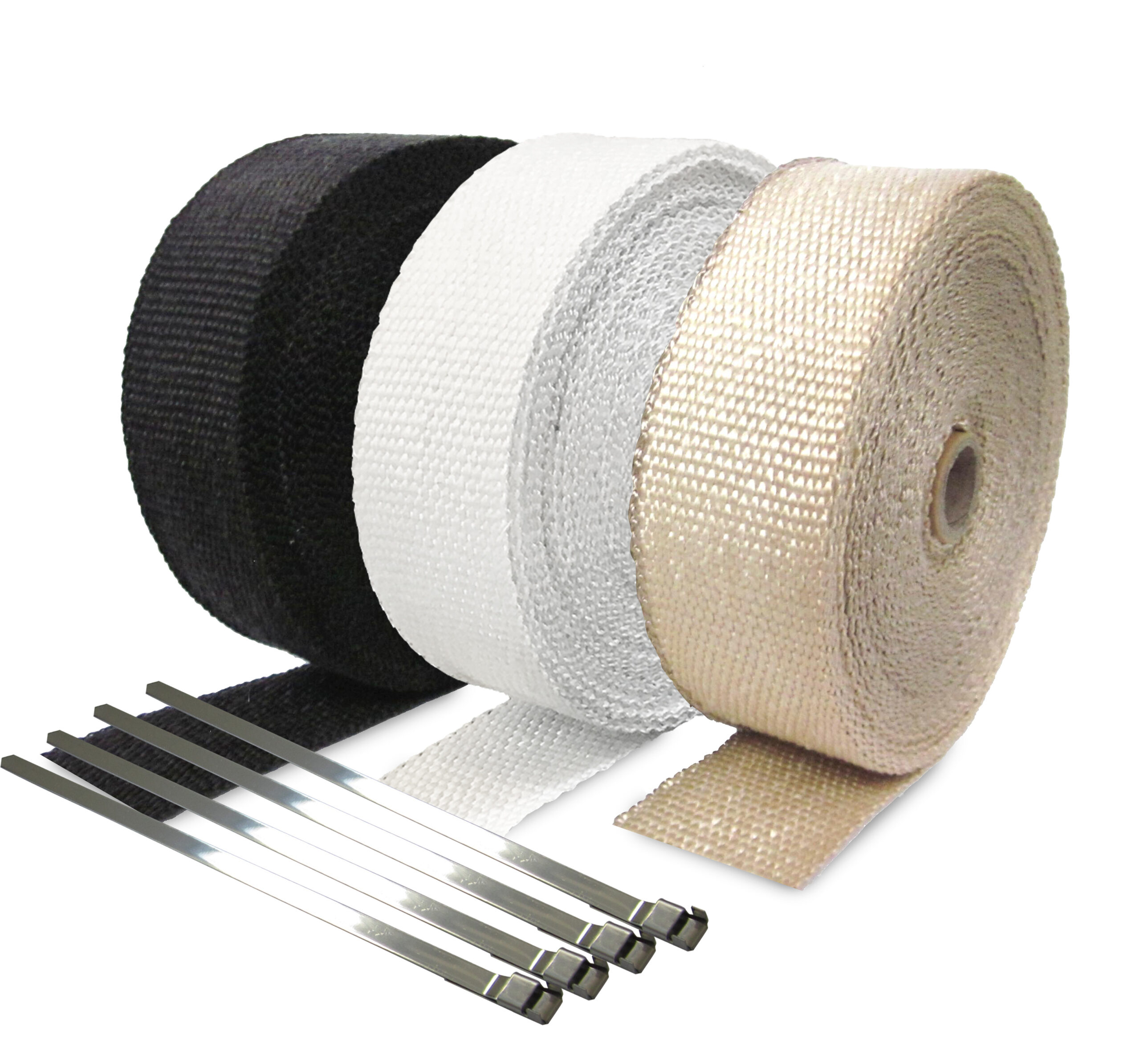 ESUPPORT 5CM X 5M Fiberglass Roll White Racing Exhaust Header Pipe Wrap Tape 6 Ties Car 
