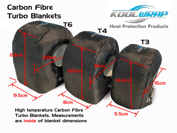 Carbon Fiber Kool Wrap Turbo Blankets measurements