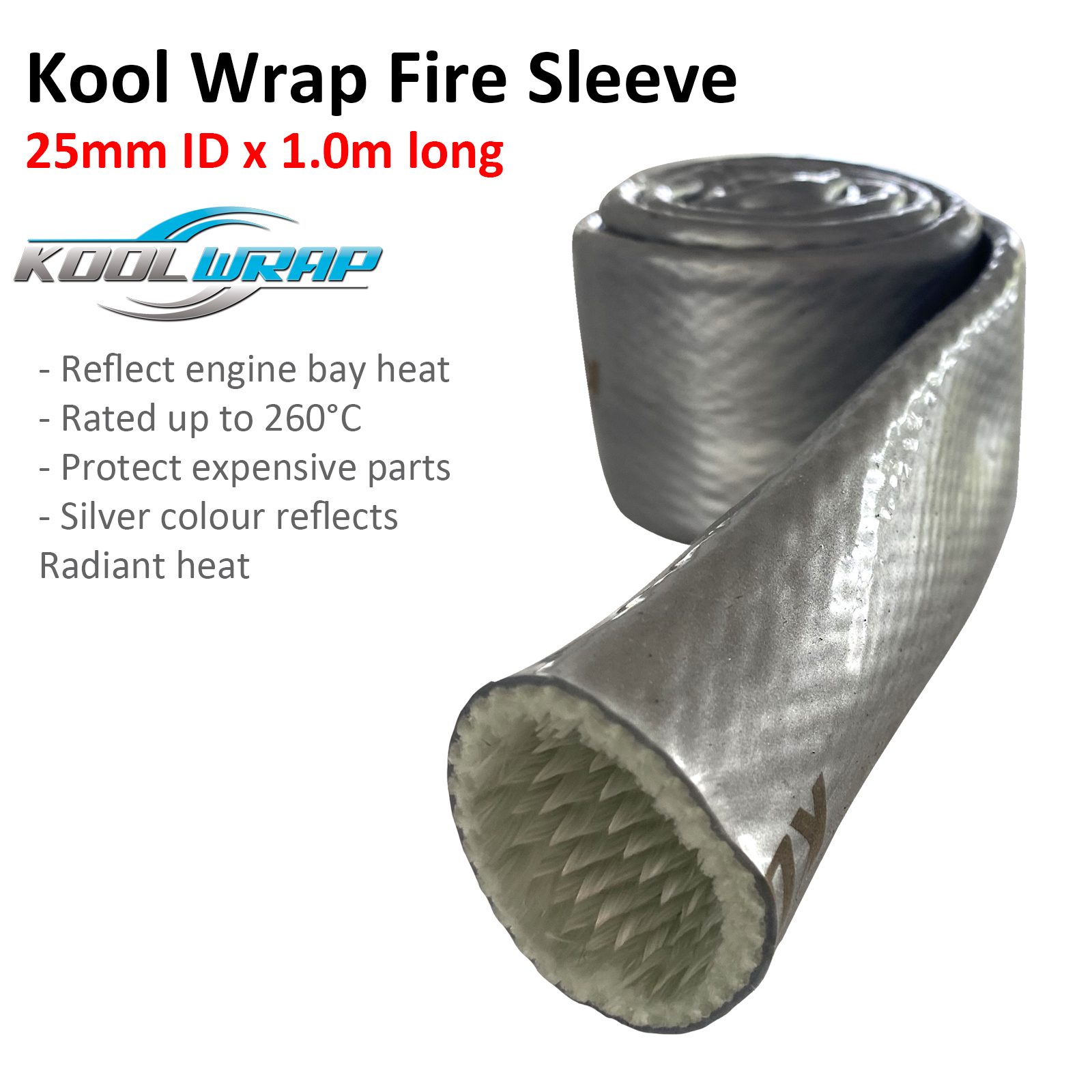 Kool Wrap Silicone Coated Heat Resistant Fire Sleeve 25mm ID logo